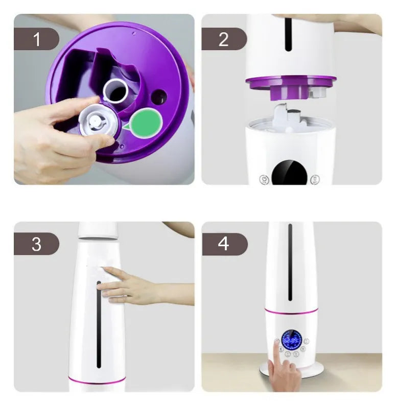 Smart Portable Ultrasonic Mist Air Humidifier with Remote Control - Height Adjustable with 4L Water