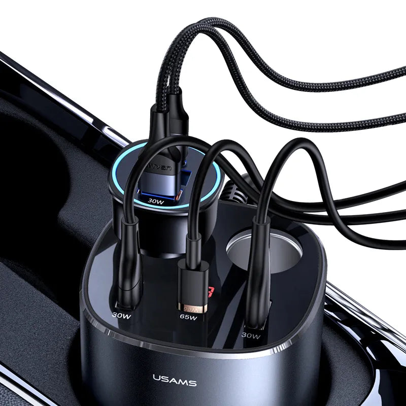 Digital Display Fast Car Charger with Dual Cigarette Lighters