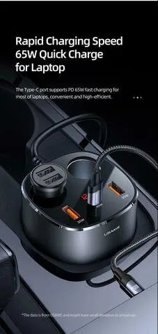 Digital Display Fast Car Charger with Dual Cigarette Lighters