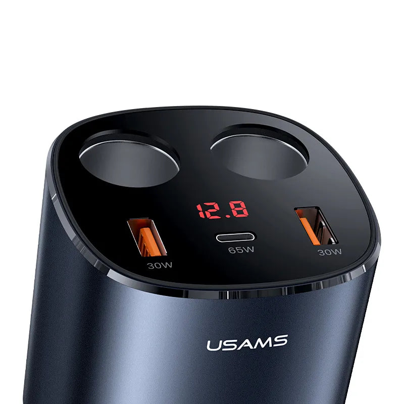Digital Display Fast Car Charger with Dual Cigarette Lighters