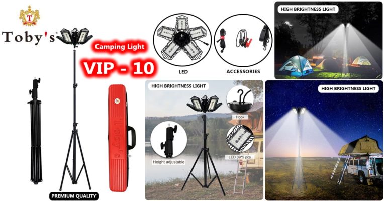 Toby's Ultra-Bright Multi-functional LED Camping Light Set with Tripod Stand and Waterproof Design - 150W - 12,000 Lumens