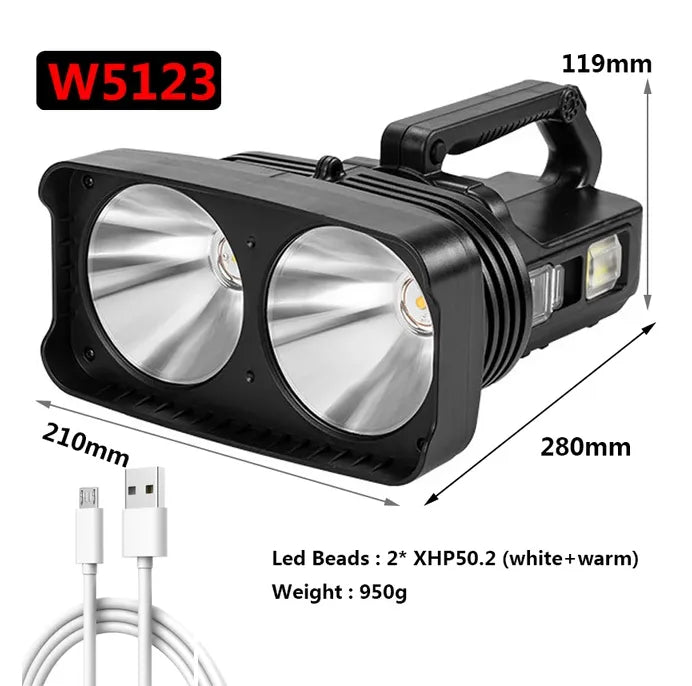 Handheld Electric Searchlight with Super Bright Light and USB Charging - Ideal for Camping, Hiking,
