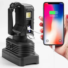 Handheld Electric Searchlight with Super Bright Light and USB Charging - Ideal for Camping, Hiking,