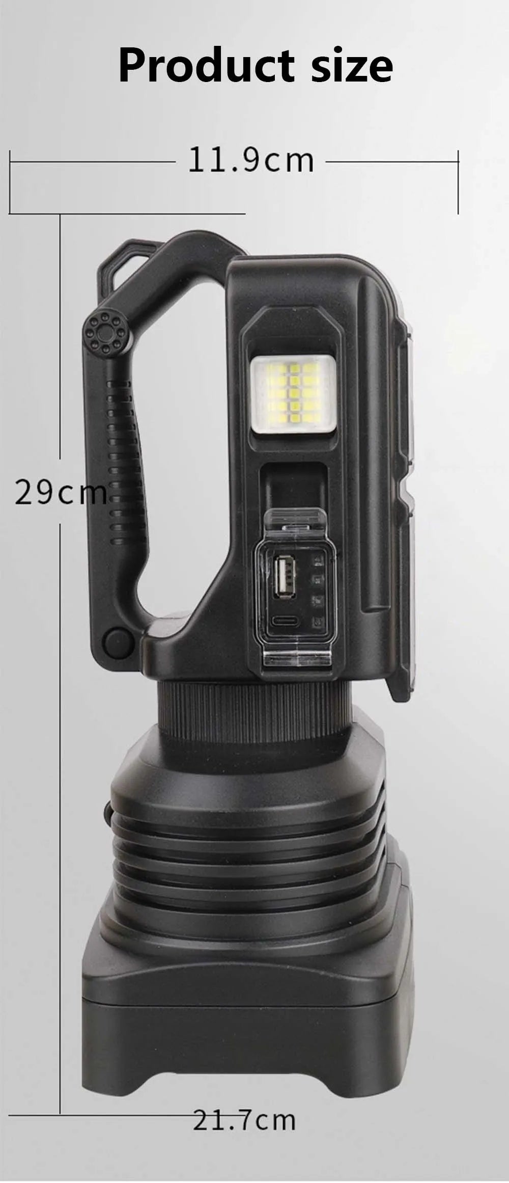 Handheld Electric Searchlight with Super Bright Light and USB Charging - Ideal for Camping, Hiking,