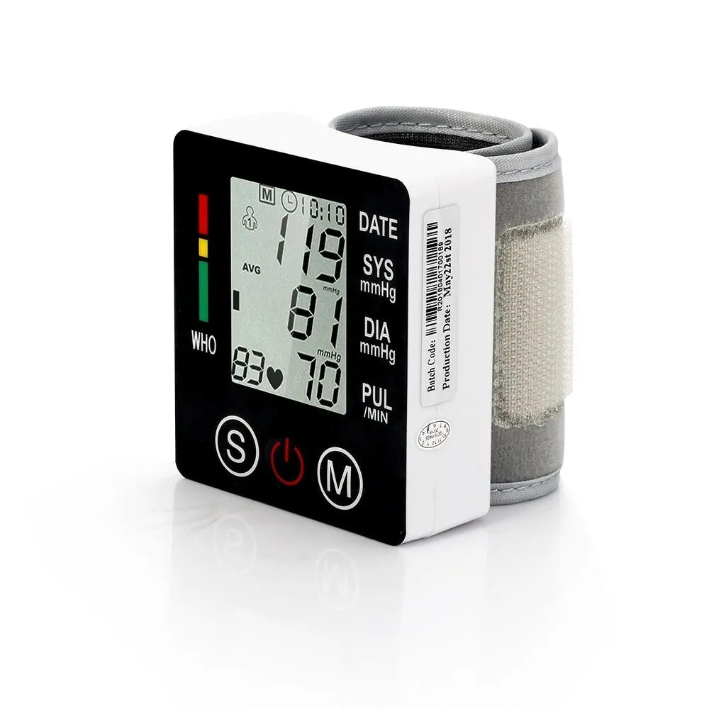 Electronic Wrist Blood Pressure Monitor with LCD Digital Display and Intelligent Pressurisation