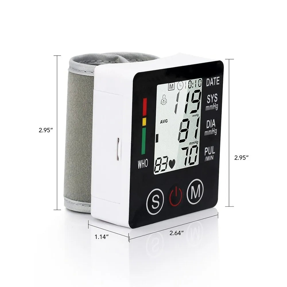 Electronic Wrist Blood Pressure Monitor with LCD Digital Display and Intelligent Pressurisation
