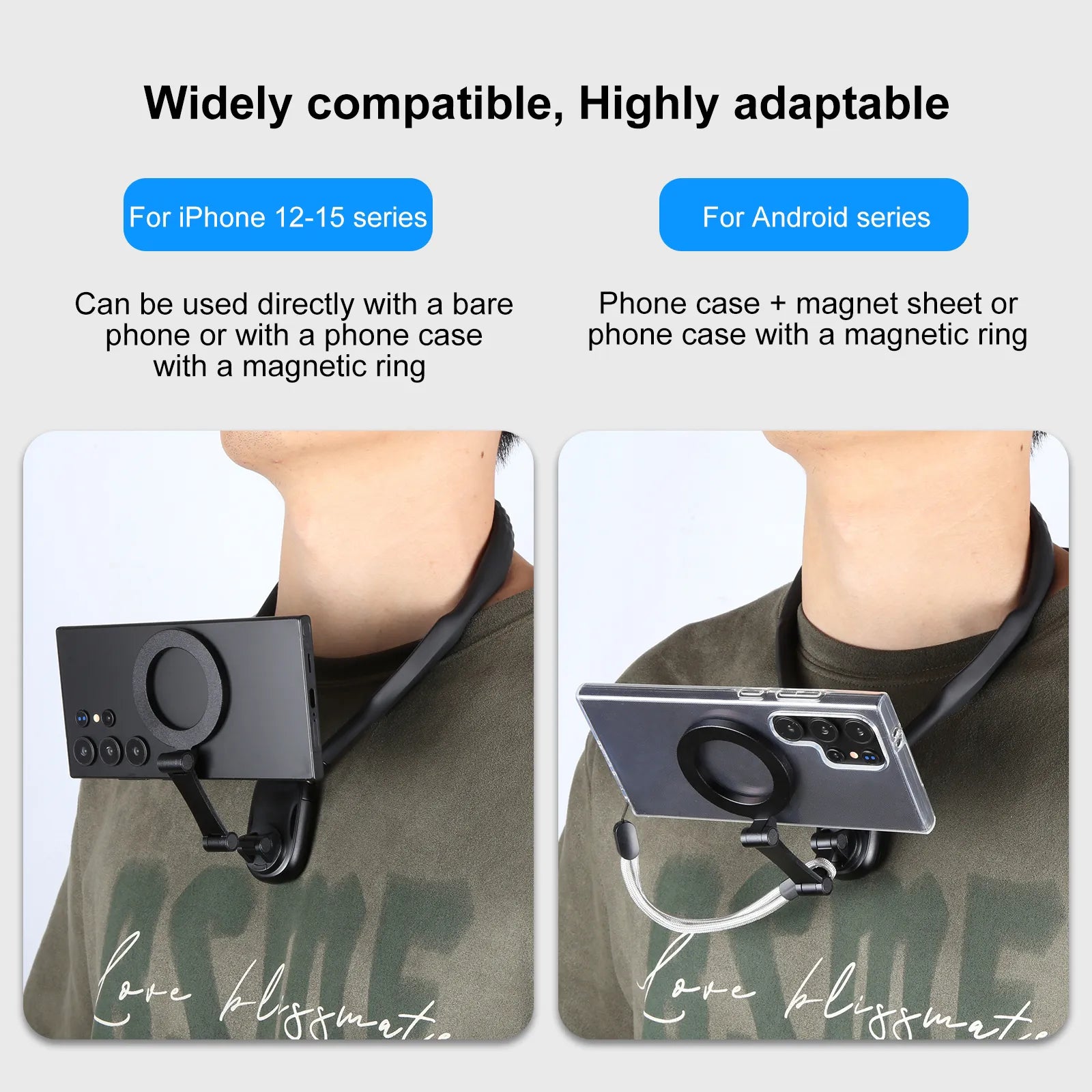 Universal Magnetic Neck Mount Phone Holder with Adjustable Gooseneck