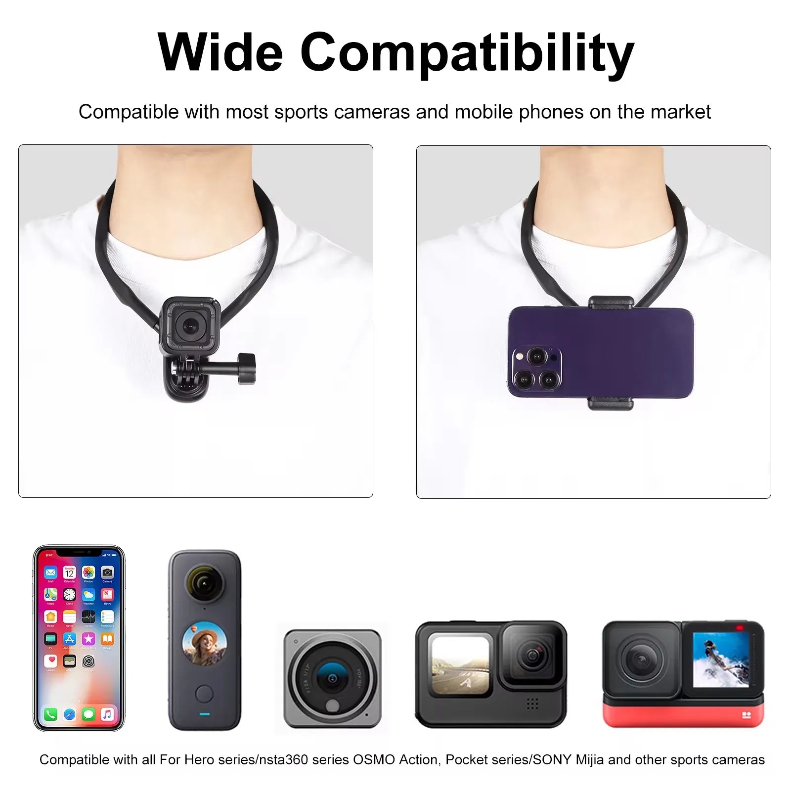 Universal Magnetic Neck Mount Phone Holder with Adjustable Gooseneck