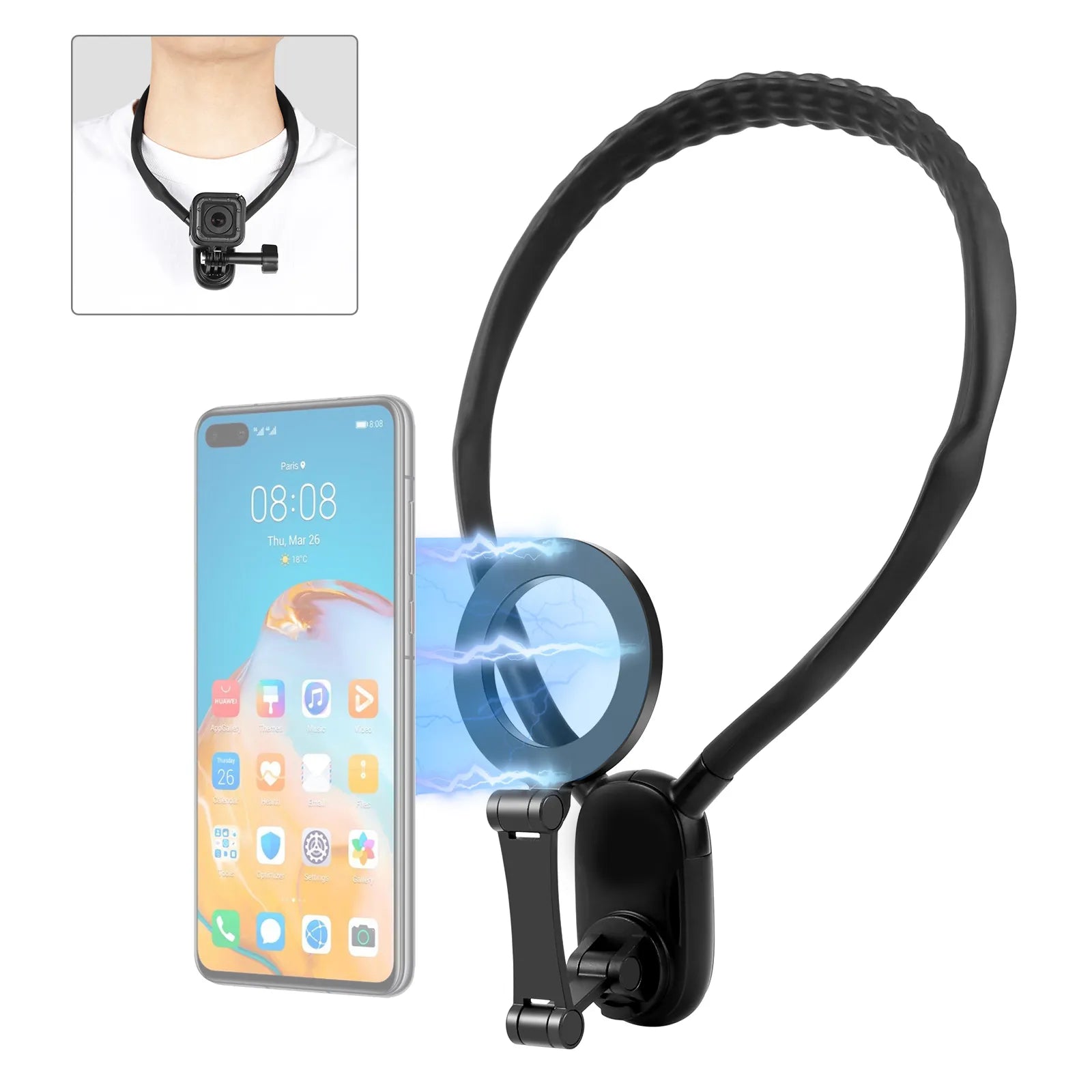 Universal Magnetic Neck Mount Phone Holder with Adjustable Gooseneck