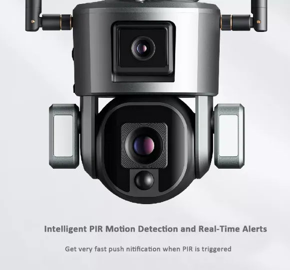 Advanced Solar Powered Outdoor Wireless WiFi Security Dual Lens Camera with with Motion Detection