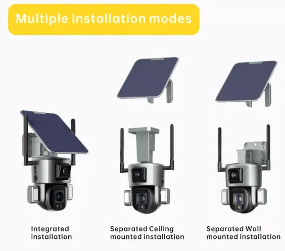 Advanced Solar Powered Outdoor Wireless WiFi Security Dual Lens Camera with with Motion Detection