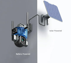 Advanced Solar Powered Outdoor Wireless WiFi Security Dual Lens Camera with with Motion Detection