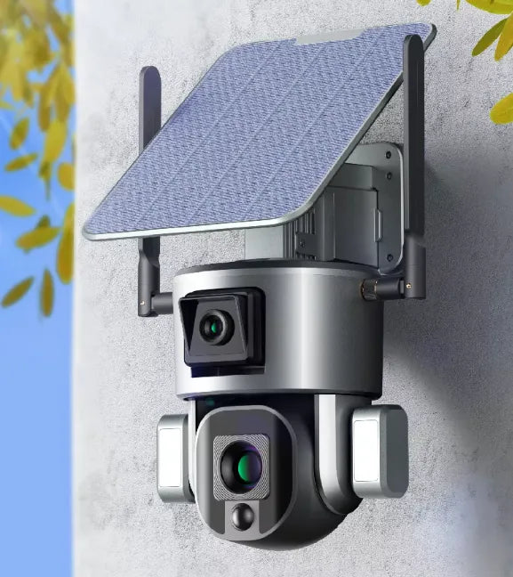 Advanced Solar Powered Outdoor Wireless WiFi Security Dual Lens Camera with with Motion Detection