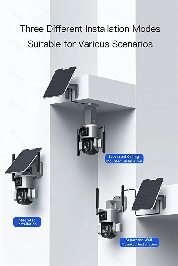 Advanced Solar Powered Outdoor Wireless WiFi Security Dual Lens Camera with with Motion Detection