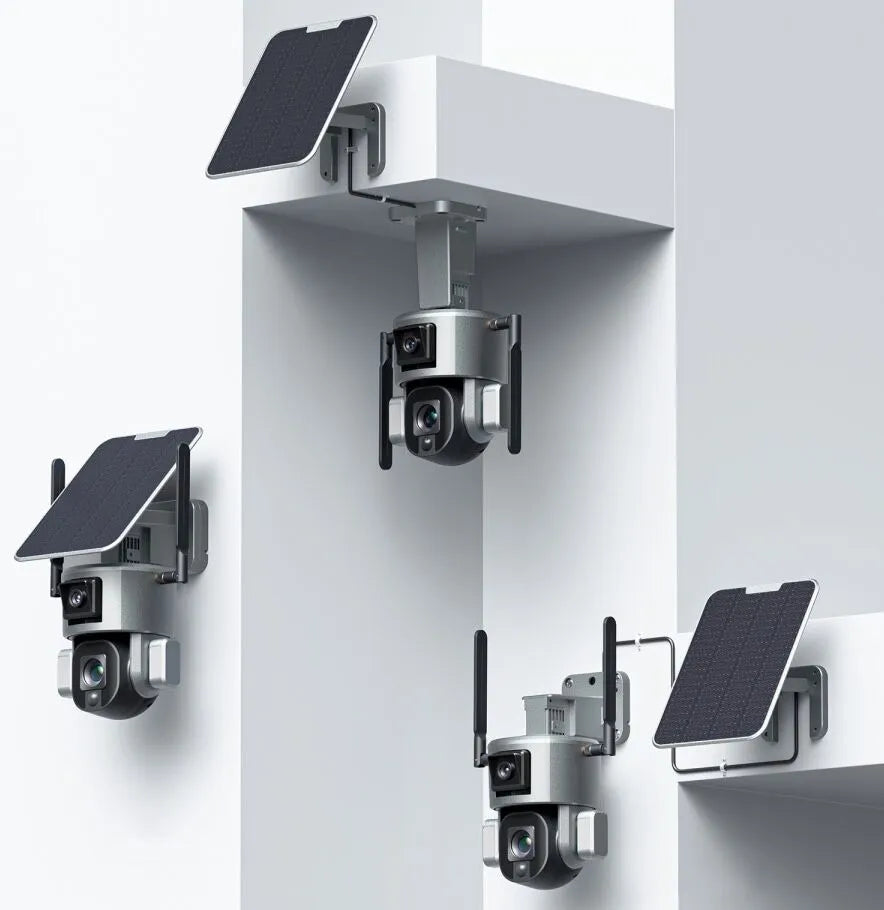 Advanced Solar Powered Outdoor Wireless WiFi Security Dual Lens Camera with with Motion Detection