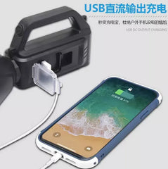 High Lumens LED Handheld Rechargeable Spotlight Flashlight - Searchlight with USB Output and 4 Modes