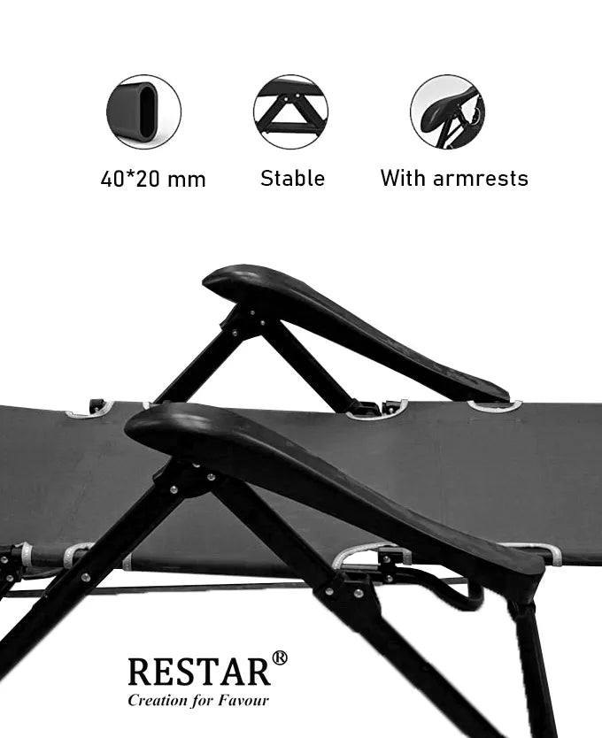 Heavy Duty Foldable & Adjustable Reclining Lounge Chair for Home Garden & Patio