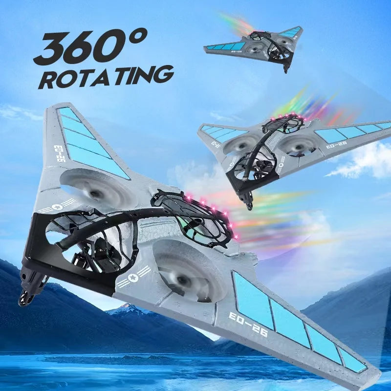 360° Rotating Stunt Fighter Airplane Drone with Auto Return & Remote Control