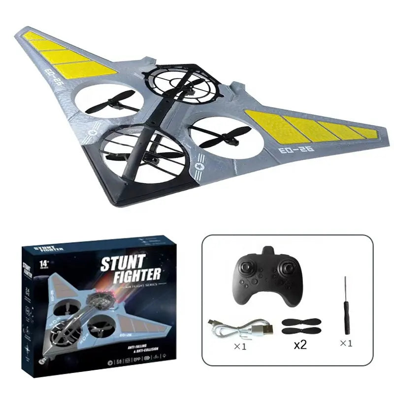 360° Rotating Stunt Fighter Airplane Drone with Auto Return & Remote Control