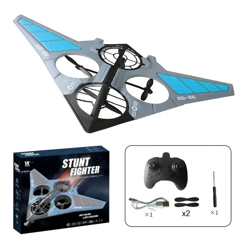 360° Rotating Stunt Fighter Airplane Drone with Auto Return & Remote Control