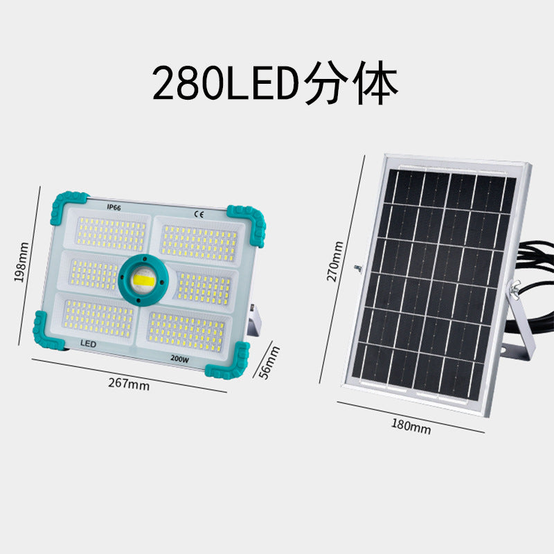 200W Detachable LED Solar Projection Lamp with Remote Controller - Outdoor Lighting for Gardens, Streets, and More