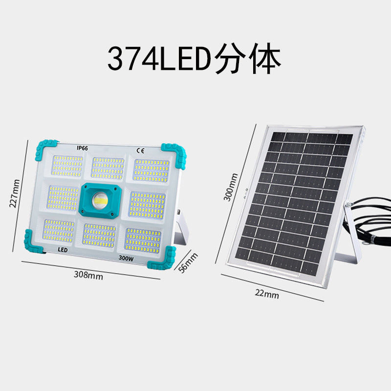 300W Detachable LED Solar Projection Lamp with Remote Controller - Outdoor Lighting for Gardens, Streets, and More