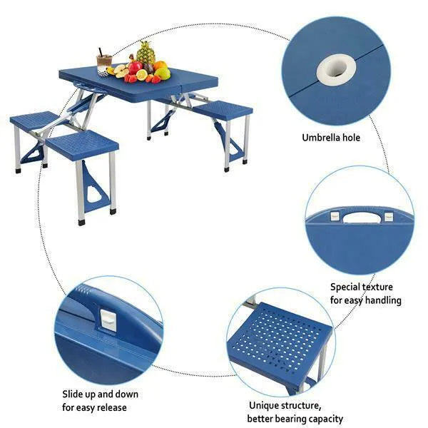 Portable Folding Table with Chairs for Camping, Picnics, and Outdoor Activities