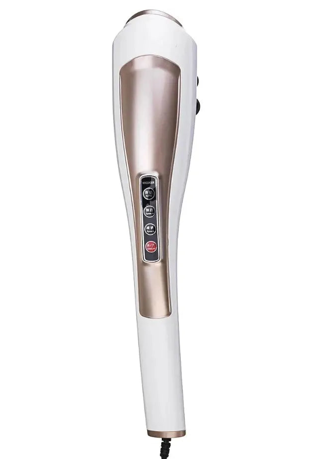 Handheld Electric Deep Tissue Body Massager with 4 Interchangeable Heads, Variable Speed Control & Ergonomic Design for Full-Body Relief