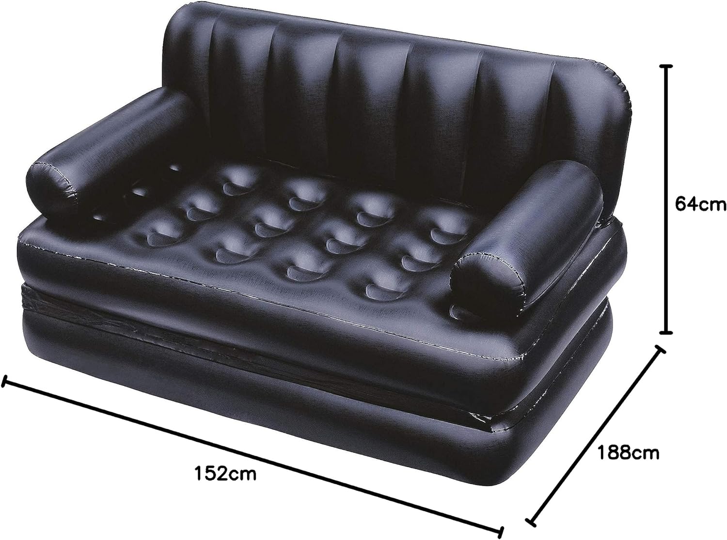 Bestway Multi-Max 5-in-1 Inflatable Double Air Sofa Bed with Air Pump - 1.88m x 1.52m x 64cm