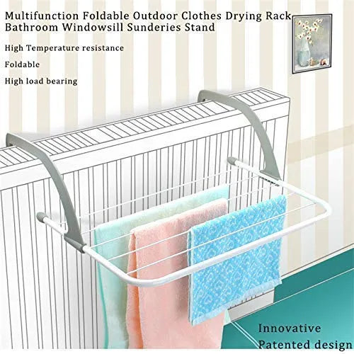 Rack - 5 Rails Multifunctional Portable Foldable Clothes Window Hanging & Drying