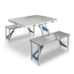 Foldable Aluminium Picnic Table with 4 Seats for Camping & Outdoors