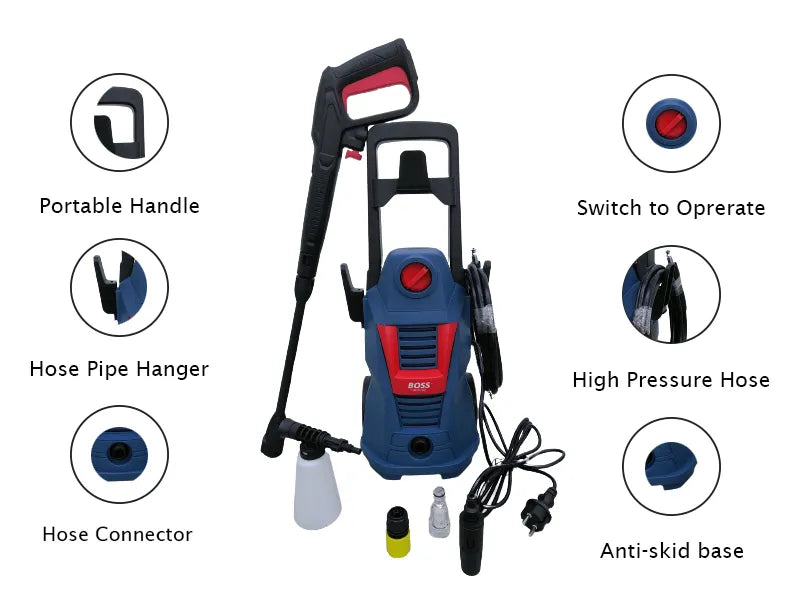 Boss 2000W 160 BAR High Pressure Washer for Car, Home, Garden & Patio for Multi Purpose Cleaning
