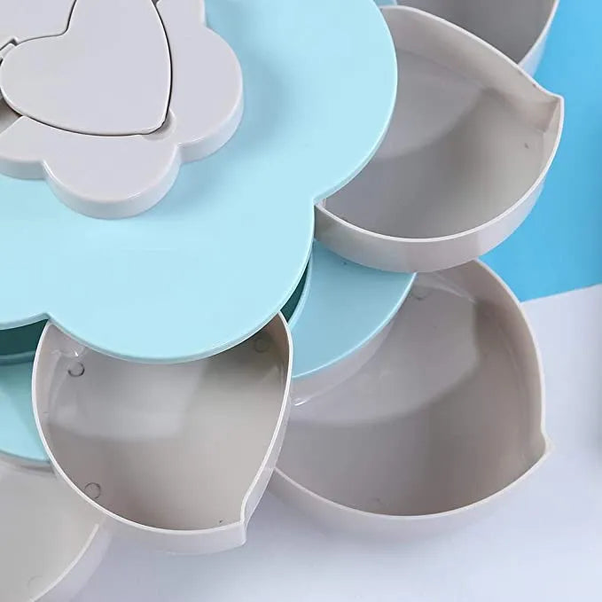 Unique Petal Design Storage Box & Serving Tray with 10 Grids for Dry Fruits and Candies