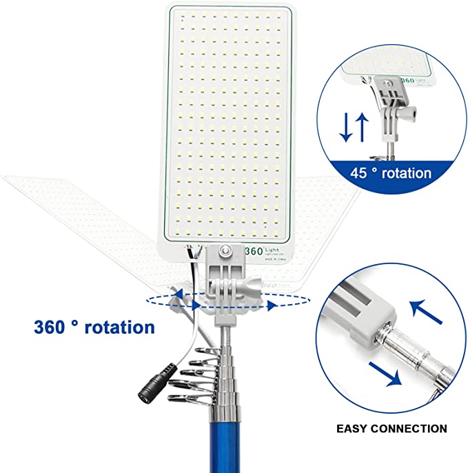 3.6m 500W 360° Multifunctional Telescopic Sanara Camping Light with Extendable Fish Rod Design for O