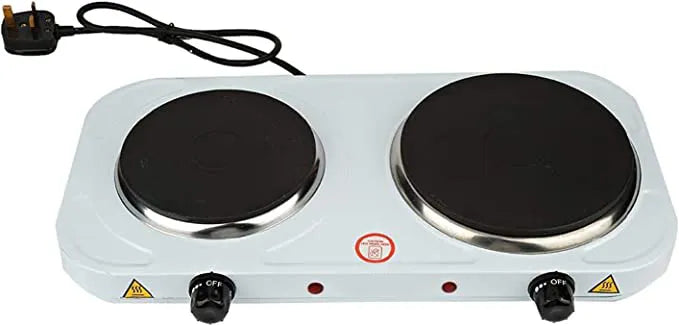 Electric Double Hot Plate Cooking Stove - Cast Iron Hot Plates with Thermostats, Stainless Steel Ho