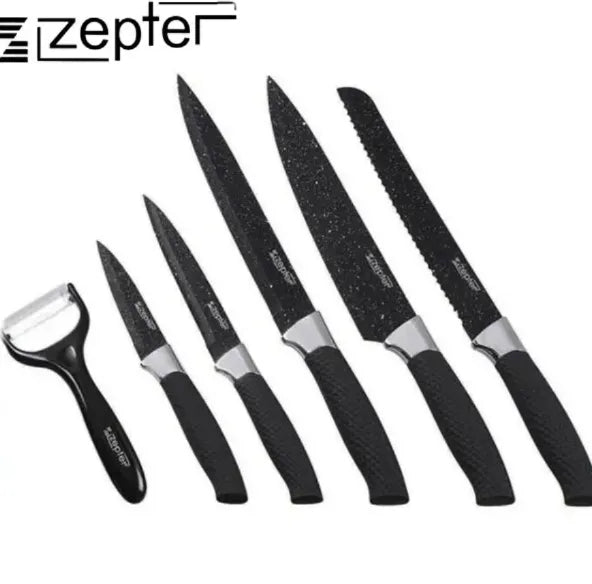 Zepter 18-Piece Non-Stick Stainless Steel Kitchen Knife Set with Ceramic Coating and Comfort Grip Ha