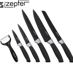Zepter 18-Piece Non-Stick Stainless Steel Kitchen Knife Set with Ceramic Coating and Comfort Grip Ha