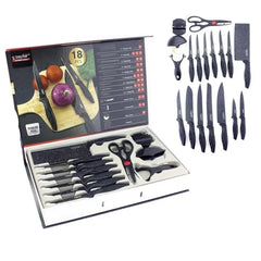 Zepter 18-Piece Non-Stick Stainless Steel Kitchen Knife Set with Ceramic Coating and Comfort Grip Ha