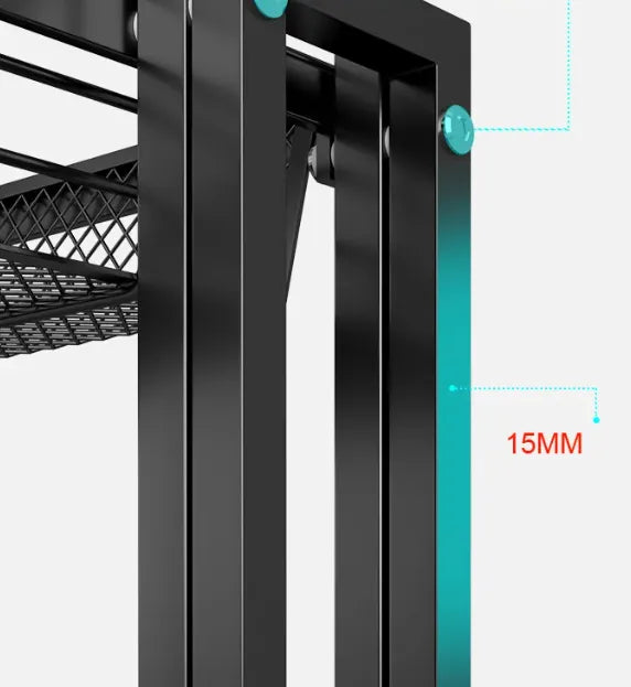 3 Tier Adjustable & Foldable Kitchen Storage Metal Rack Organizer Trolley with Wheels