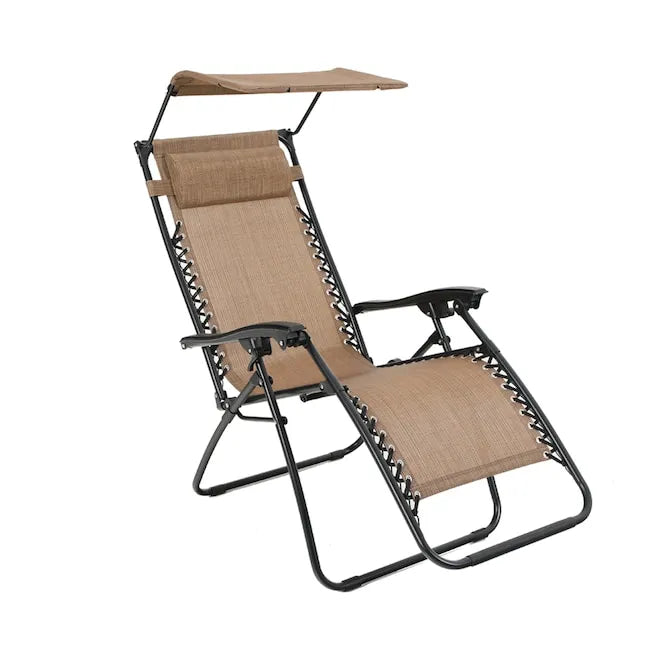 Portable Foldable Chair with Sunshade for Outdoor Patio and Beach