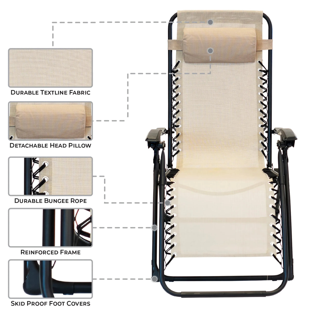 Portable Foldable Chair with Sunshade for Outdoor Patio and Beach