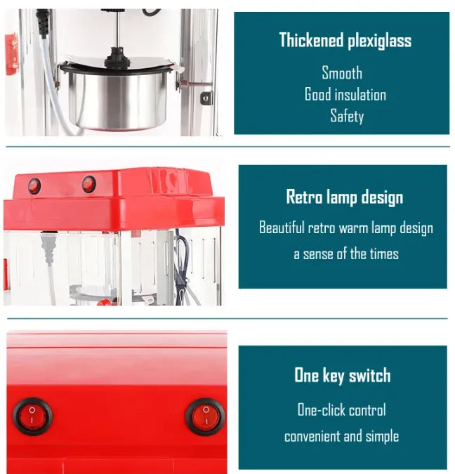 Retro Movie Theatre Style Popcorn Popper Machine
