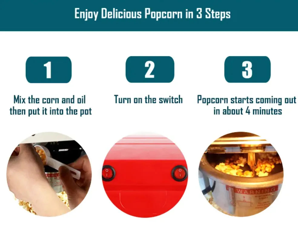 Retro Movie Theatre Style Popcorn Popper Machine