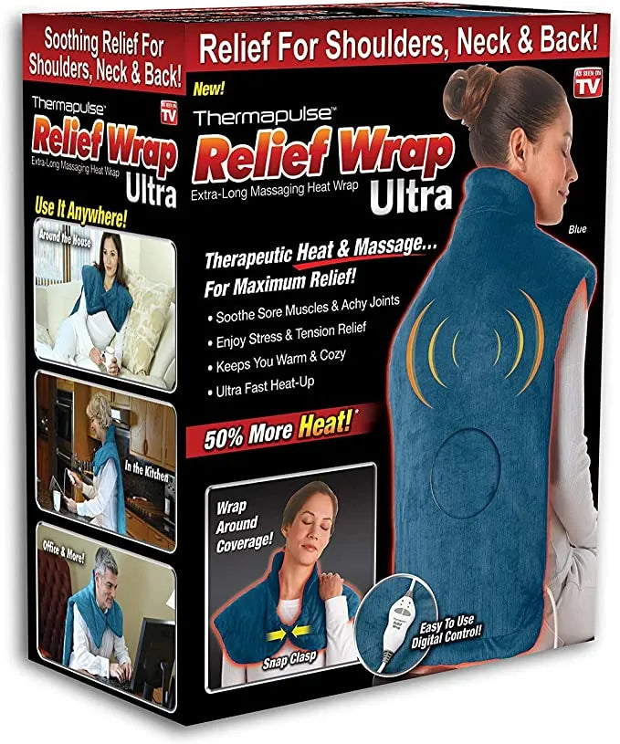 Thermapulse Relief Wrap for Massage with Padded Heating Technology & Auto Shutdown