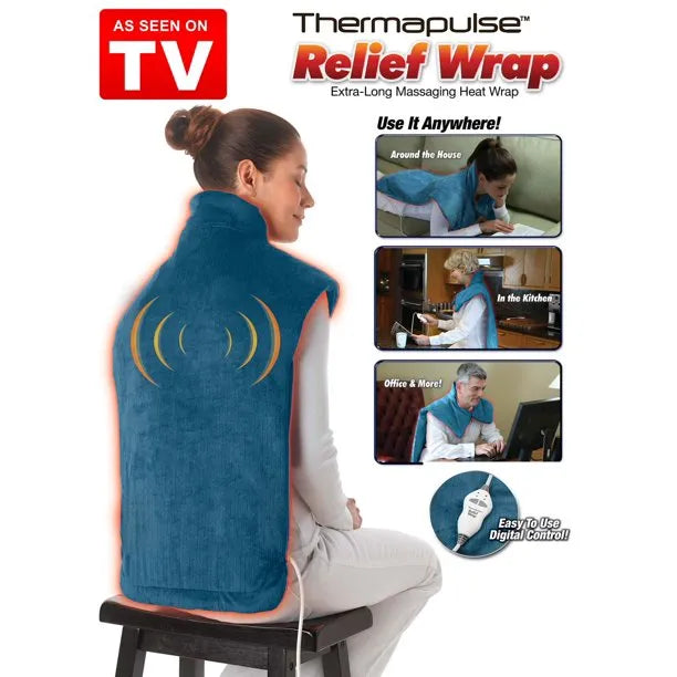 Thermapulse Relief Wrap for Massage with Padded Heating Technology & Auto Shutdown