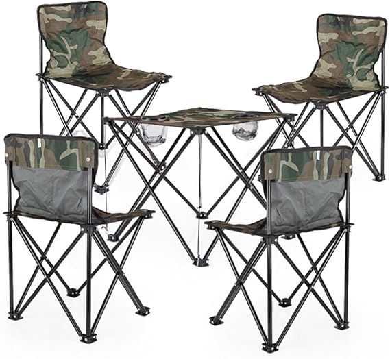Mini Picnic Table & 4 Chairs Set for Outdoors & Camping
