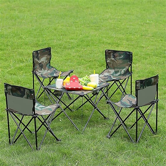 Mini Picnic Table & 4 Chairs Set for Outdoors & Camping