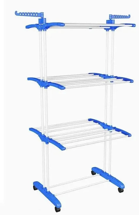 3 Layered Steel Floor Cloth Dryer Stand made of High Quality Stainless Steel with Premium 360° Rotat