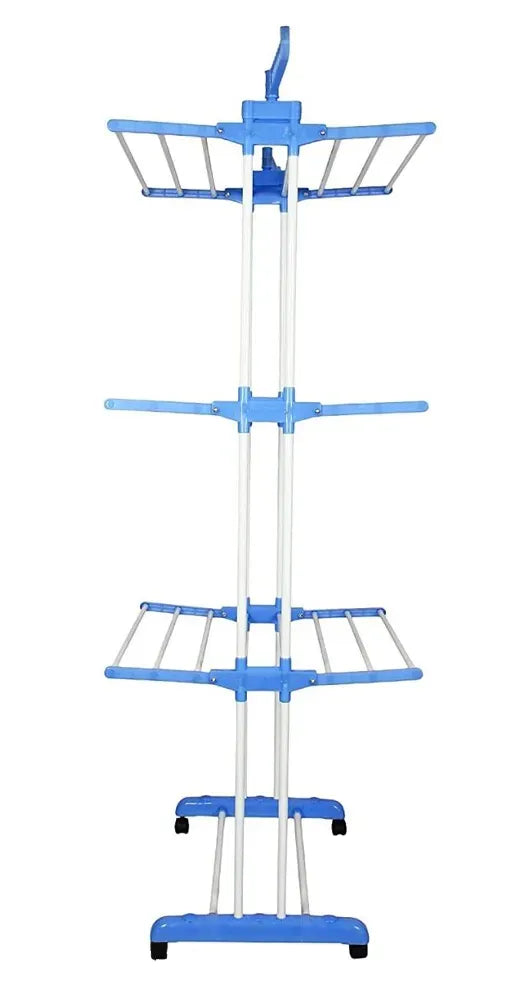 3 Layered Steel Floor Cloth Dryer Stand made of High Quality Stainless Steel with Premium 360° Rotat