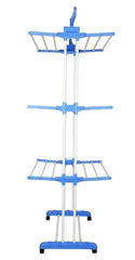 3 Layered Steel Floor Cloth Dryer Stand made of High Quality Stainless Steel with Premium 360° Rotat